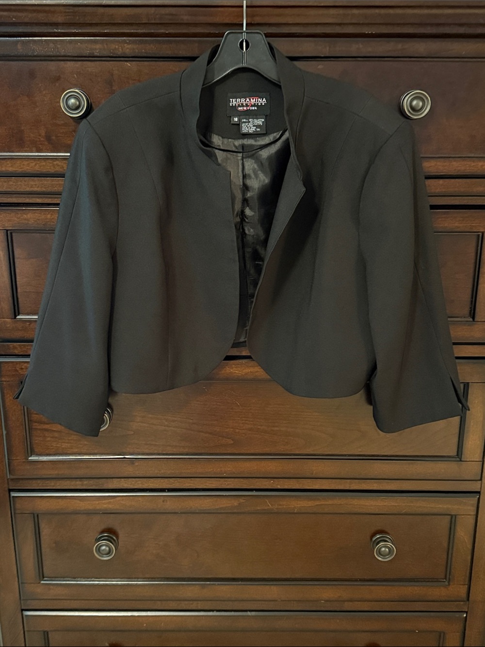 Terramina Black Cropped Open-Front Blazer